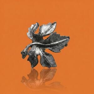 Vintage Silver-Tone Leaf Brooch | Textured Maple Leaf Pin | Mid-Century Jewelry